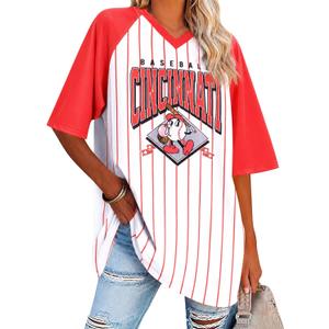 Baseball Shirt Women Oversized Game Day Shirts Baseball Team Fans Tee Sports Jersey Gift Tops (White, S)
