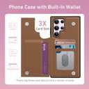 Goodon for Samsung Galaxy S23 Ultra Case Wallet - Flip Folio Leather Cover with Trendy Design, 3 Card Slots & Kickstand Function, Stylish Protective Phone Case for Women and Girls - Brown