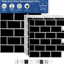 Peel and Stick Backsplash Tile for Kitchen Wall, 12” x 12” Stick On Backsplash 10-Sheet Pack Stick On Tiles for Kitchen or Bathroom with 3D Glass Tile Looks