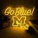 Michigan Neon Wolverines Sign Go Blue Vibrant LED Wall Art for University of Michigan Fans -for Game Day, Man Cave, Dorm & Bar Decor - Michigan Rugby Football Sports Team Spirit Gift for Alumni & Students