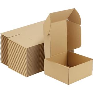 MEBRUDY 8x8x4 Inches Shipping Boxes Pack of 25, Small Corrugated Cardboard Box for Mailing Packing Literature Mailer (Brown)