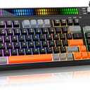 SABLUTE Keyboard Gaming - Audio-Sync RGB Light Strip, 19-Key Anti-Ghosting, Dual Control Knobs, Adjustable Stand, Ultra-Low Latency Quiet Mechanical Feel for PC GamersBlack