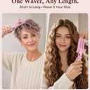 Farery Mini Hair Waver, 1/2 Inch 3 Barrel Curling Iron for Short & Long Hair, Adjustable Heat, Deep Mermaid Waves & Volume, Dual Voltage Travel Hair Crimper, Sakura Pink