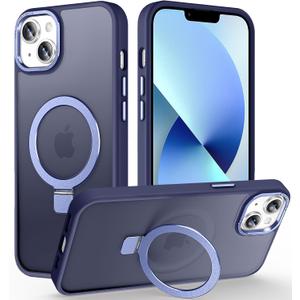 Magnetic for iPhone 14 Case with Invisible Stand, [10 FT Drop Protection] [Velvety Touch] Slim Translucent Matte Back Shockproof Phone Case for iPhone 14 6.1'', Blue