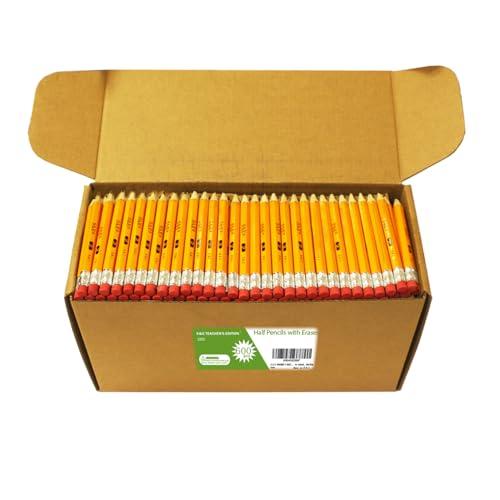 S & E TEACHER'S EDITION 600PCS 4'' Golf Pencils Pre-sharpened, Break-Resistant Lead No. 2 Half Pencils with Eraser Tops, 2 HB pencil, Back to school, 600/Box.