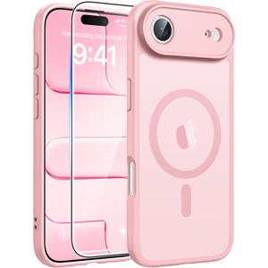3 x FNTCASE for iPhone Air Case: [Compatible with Magsafe] Translucent Matte Cases with [Full Camera Protection] [Screen Protector] Military Grade Shockproof Protective Phone Cover - Light Pink