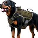 Heavy-Duty Tactical Dog Harness for Large Dogs, No Pull Adjustable Reflective Pet Vest with Molle System, K9 Military-Grade Control for Service Training, Outdoor & 10+ Breeds, Green Camo, X-Large (XL: 65-110 lbs (Chest: 29-38'', Neck: 21-30''))