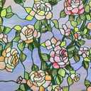 3D Stained Glass Window Film, Decorative Window Privacy Film for Bathroom, Front Door, Home, Sun Blocking Heat Control, Static Cling, Beast Rose 23.6inch x 35.4inch