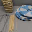 Meooeck 8 Sets Hot Air Balloon Table Centerpieces 11.8'' Paper Lanterns Woven Baskets with Sticks for DIY Gender Reveal Birthday Baby Shower Wedding Decor (Blue)