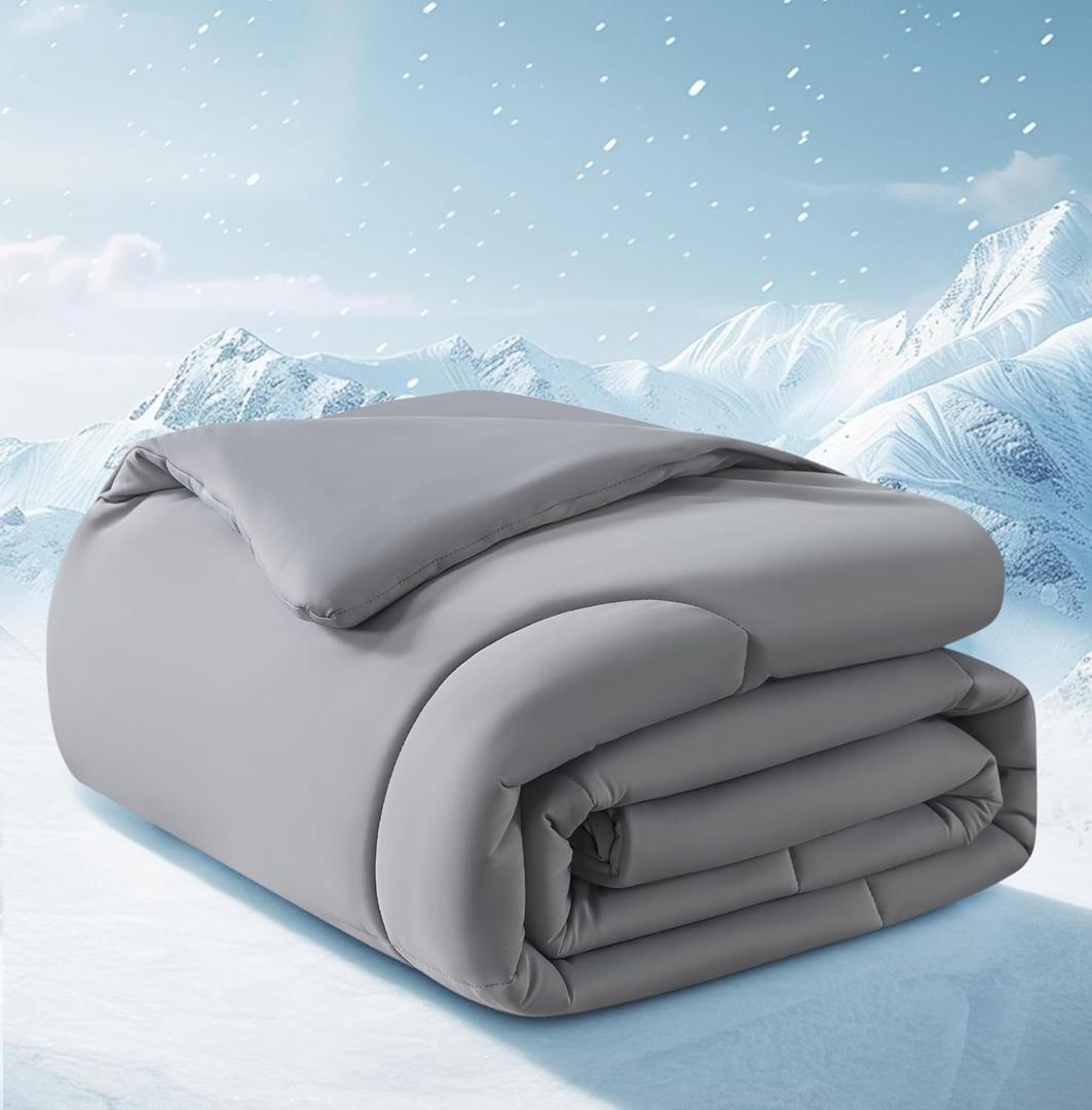 Cooling Comforter King/Cali King Size, All Season Blanket for Hot Sleepers, Lightweight Comforter for Night Sweats, Double-Sided Cooling Bedding for Bed, Sofa, Office, Camping (Dark Gray,108"*90")