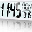 XREXS Large Digital Wall Clock Battery Operated with Backlight, 15" LED Large Display Timer with Temperature Date Week Auto DST Adjustable Brightness, Alarm Clock for Classroom, Livingroom, Office (White)