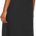 Aigeman Women Detachable Strap Dress Strapless Smocked Bodice Maxi Dress Pockets Long Swing Flowy Beach Sundress 373 (Black, L)