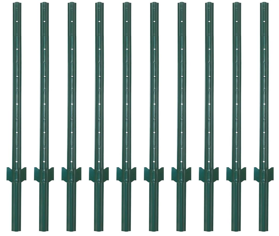 VASGOR 4 Feet Sturdy Duty Metal Fence Post  Garden U Post for Fencing - 10 Pack