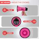PYLE-PRO Portable Megaphone Speaker Siren Bullhorn - Compact and Battery Operated with 20 Watt Power, Microphone, 2 Modes, PA Sound and Foldable Handle for Cheerleading and Police Use PMP24PK (Pink)