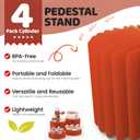 HeiMma 4 Pack Buffet Risers, Foldable Accordion Food Display Risers with Acrylic Disc, Dessert Table Display Set, Cardboard Paper Cupcake Cake Stand for Party Cylinder Stands for Parties Drink Collectibles Jewelry Figures, Multi-height, Red