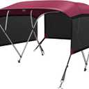 KAKIT Bimini Tops with 3 Mesh Sides (4 Bow 8'L x 54" H x 73"-78" W,Red)