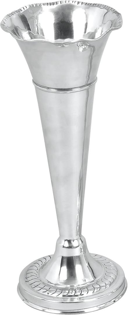The Novogratz Aluminum Metal Decorative Vase Flute Shaped Centerpiece Vase, Flower Vase for Home Decoration 6" x 6" x 15", Silver