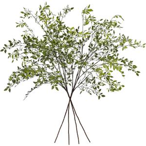 Artificial Greenery Southern Bamboo 43.3 inches Tall Home Decor Green Stem and Leaf Plant for Vase Living Room Bedroom Garden Outdoor (4 Green Branches)