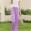 Haloumoning Girls Flare Leggings Kids Casual High Waisted Stretchy Wide Leg Pants Bell Bottoms 5-14 Years, 150