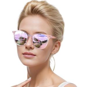 IGnaef® Trendy Polarized Sunglasses for Women, Square Mirrored Shades with UV Protection Anti Glare Sun Glasses IF1851
