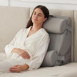 Ruqmuis 4PCS Wedge Pillow Set for After Surgery, Adjustable 9&12 Inch Bed Wedge Pillow for Sleeping, Incline Pillow Wedge for Headboard, Post Surgery, Acid Reflux, Neck&Back Support, Grey