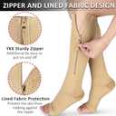Ailaka Medical Compression Socks with Zipper, Knee High 15-20 mmHg Compression Socks for Women Men, Open Toe Support Socks for Varicose Veins, Edema, Recovery, Pregnant, Nurse, Large (1 Pair)