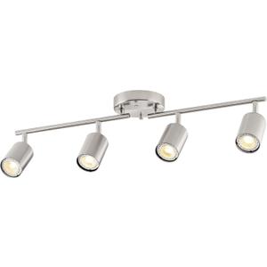 VONLUCE 4 Light Track Light Fixture, LED Track Lighting Kit with Rotatable Track Heads, 3-Color GU10 Bulbs Included, Modern Ceiling Spotlight for Kitchen Office Closet Studio Bedroom, Nickel