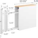YAMAZAKI Home Pull-Out Bathroom Storage Cabinet – Slim Bathroom Storage Cabinet with Wood Top, Steel Organizer for Toilet Paper and Cleaning Supplies, Modern Space-Saving Design, White - Steel + Wood