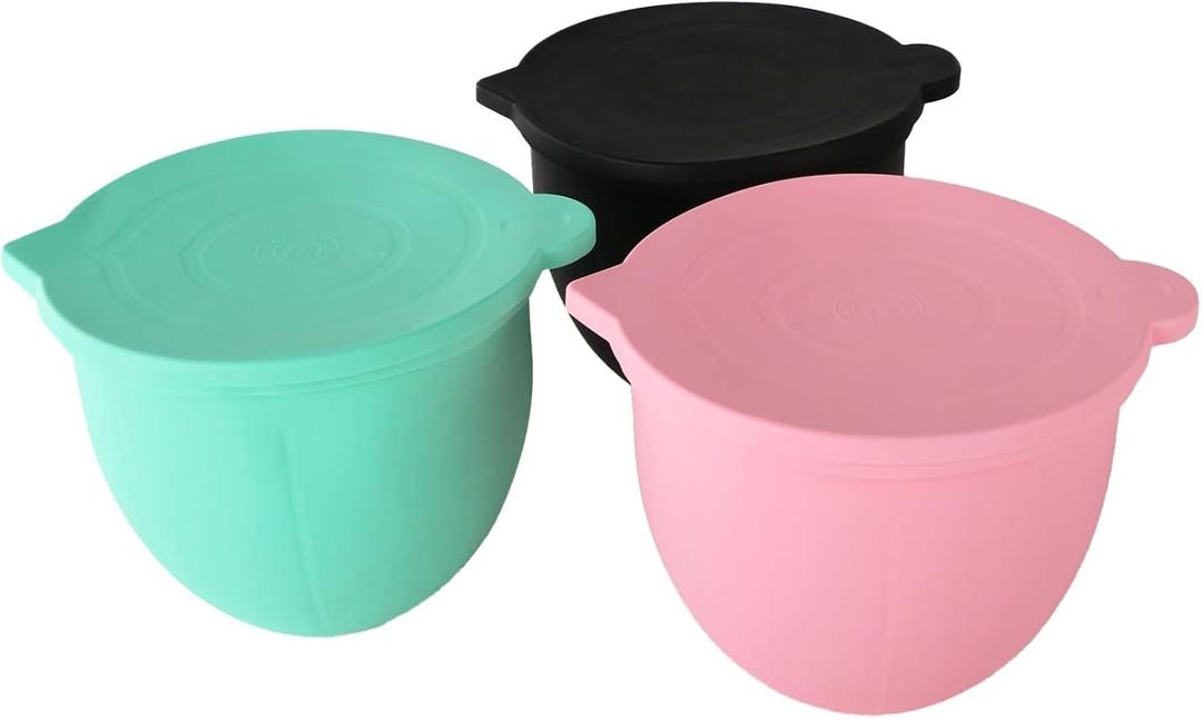 Silicone Liners for KitchenAid 5 Quart Stand Mixer - Stand Mixer Accessories for 4.5 Quart Mixer, No More Mixer Bowls Needed - 3 Liners & 3 Lids, Green & Pink & Black