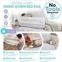 Regalo Safety 54” Extra Long Bed Rail Guard for Toddlers, Swing Down Toddler Bed Rail with Reinforced Anchor Safety System, 20” Tall Bed Safety Rail, Fits Twin, Full & Queen Beds