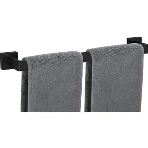 Towel Bar for Bathroom 20 Inch Matte Black Towel Holder 20 Inch Stainless Steel SUS304 Rustproof Towel Rack Modern Square Towel Rod for Bathroom Wall (1, Matte Black, 20 Inch)