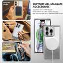 Magnetic Case iPhone 16 Pro Max Crystal Rhinestones Rectangular Bumper Glitter Love Heart Design [Compatible with MagSafe] Slim Silicone TPU Shockproof Clear Phone Case for Women Girls,Silver