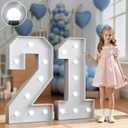 Marquee Numbers 3 Feet Tall Big Light Up Numbers 21st Birthday Decorations Women Men White Anniversary Party Decor Large Cardboard Prop Backdrop Sign 21