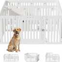 2 Room Dog Playpen with Door, DIY Shape Combination Puppy Pen, 16-Panel + 2 Link Piece + Large Door + Small Door,25.5" H Dog Fence, Non-Slip&  Secure Pet Gate, Easy to Assemble