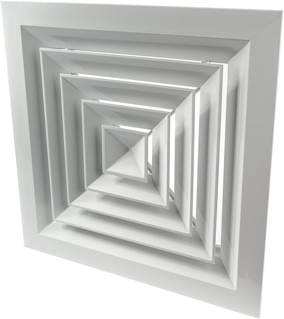 Repa Market 12 x 12 Inch Neck, Square Aluminum 17 x 17 Inch Ceiling Diffuser-Industrial 4 Way Supply/Exhaust Ventilation, Air Conditioning - HVAC Horizontal Flow Duct Cover for Home, Office, Warehouse