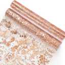 2 Pieces Rose Gold Table Runner, 11"x108" Glitter Foil Metallic Thin Mesh Table Runner Decor Rolls, Gold Centerpieces Table Decorations for Party Wedding Christmas Thanksgiving Valentine
