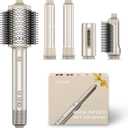 5-in-1 Hot Air Styler & Hair Dryer Brush, 110,000 RPM High-Speed Blow Dryer Brush with Auto-Wrap Curler, All-in-One Air Styling System for Easy Curl, Smooth & Volume, Champagne Silver