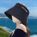 Sun Visor Hats for Women Wide Brim UPF 50+ UV Sun Protection Visor Hats Casual Adjustable Roll up Summer Beach Caps