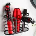 YIGII Hair Dryer Holder - Hair Tool Organizer Wall Mount/Cabinet Door Blow Dryer Holder Bathroom Organizer Hot Styling Tools Storage for Hair Curling Wands, Flat Irons, Electric Shaver Black