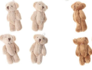 6Pcs 6CM Plush Small Joint Teddy Bear Bulk Stuffed Animal Toys Wedding Gift Box Doll Toy for Birthday Cake Wedding Decorations Party Favors Supplies Bag DIY Accessory,White&Beige&Brown