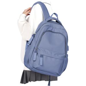 winspansy Simple Cute Backpack for Women Men Waterproof College Bag fit 14 Inch Laptop with USB Charging Port,Violet