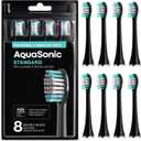 AquaSonic Standard Replacement Brush Heads | for Normal & Sensitive Teeth | Compatible with Many AquaSonic Toothbrush Handles (8 Pack Black)