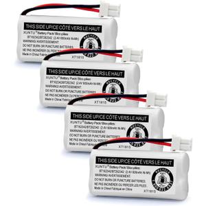 XUNTU BT162342/BT262342 2.4V 600mAh Ni-MH Cordless Phone Battery Pack BT166342/BT266342 BT183342/BT283342 Compatible with EL52351 TL90070 CS5119 DS6511 DS6722 LS6305 Handset (4 Pack)