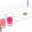 NBEADS 24 Shot Glass Tray Holder, Clear Bar Acrylic Shot Glasses Holders Wine Cup Serving Tray Cups Organizer Shot Glass Display for Party Bar Club, Hole: 1.7 Inch