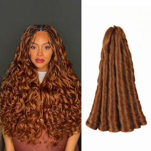 Pure Protein Fiber French Curl Braiding Hair Close to Human Hair 18 Inch 8 Packs Pre Stretched French Curl Crochet Braids Loose Wavy Hair Extensions for Black Women(18Inch,30#)