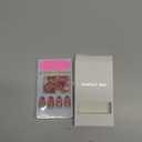 Mivota 3D Flower Press On Nails Short Almond – 24PCS Pink French Fake Nails with Rhinestones, Glossy White Acrylic Stick On Nails with Glue Kit, Elegant Floral Reusable Nails for Women & Girls