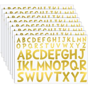 TaoBary 8 Sheets Letter Stickers Stick on Vinyl Letters Self Adhesive Letters Poster Board Capital Lettering Stickers for Mailbox Window Decorations(1 Inch, 2 Inch,Gold)