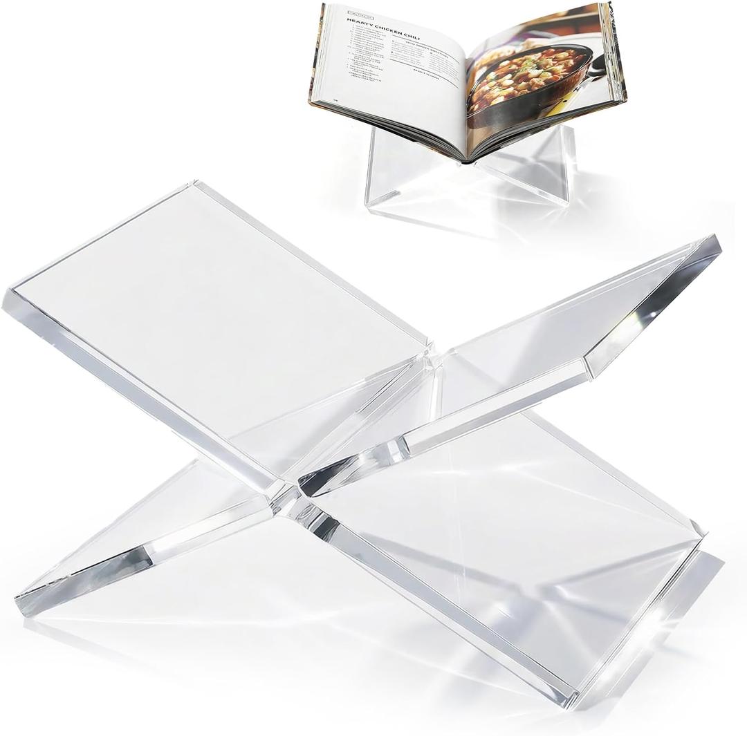 Acrylic Book Stand 12×8×6, Clear 8 mm Thick Book Holder & Display Stand for Cookbooks, Bibles, Art Books, Recipe Books, Photo Albums, Desk Reading & Coffee Table Décor