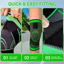 2 x Adjustable Knee Sleeve with side stabilizers - Knee Compression Sleeve for Men & Women, Knee Brace for Meniscus Tear, Arthritis Pain, Running, Sports & Injury Recovery Knee Support (Black)