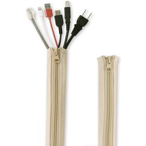 Flexible Cable Management Sleeve with Zipper - Extendable Cord Organizer System Wrap Wire Cable Cover Sleeve Holder, Keep Home & Office Clean Safe Protector for TV/Media, Beige, 39 Inches, 2 Pcs